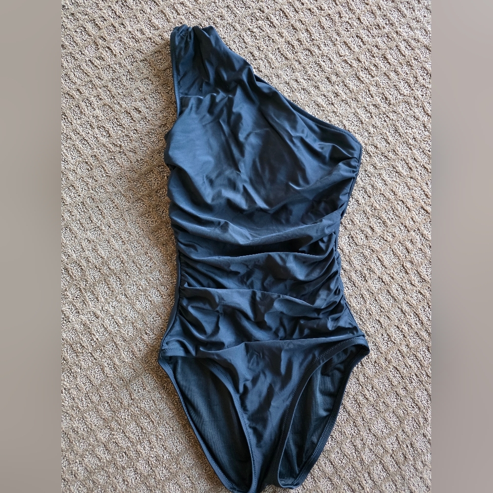 J. Crew One-Shoulder Black Swim One Piece